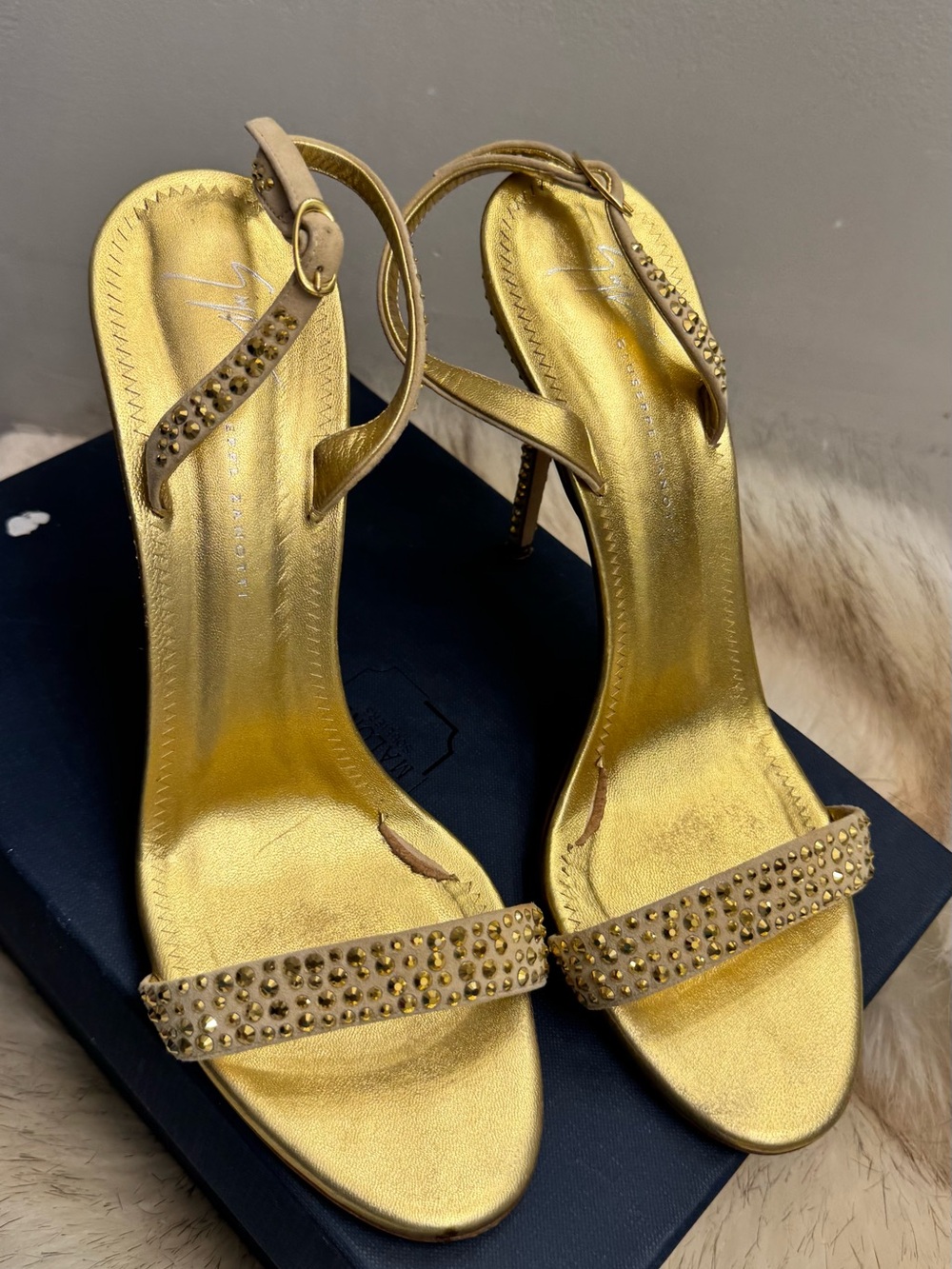Giuseppe Mistico 105 Gold Embellished  Strappy High Heel Sandals